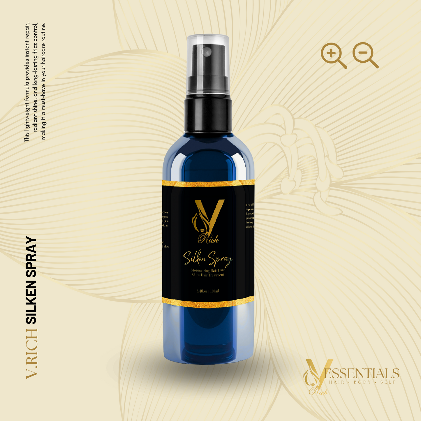 V.RICH Silken Spray - Instant Shine, Frizz Control & Heat Protection