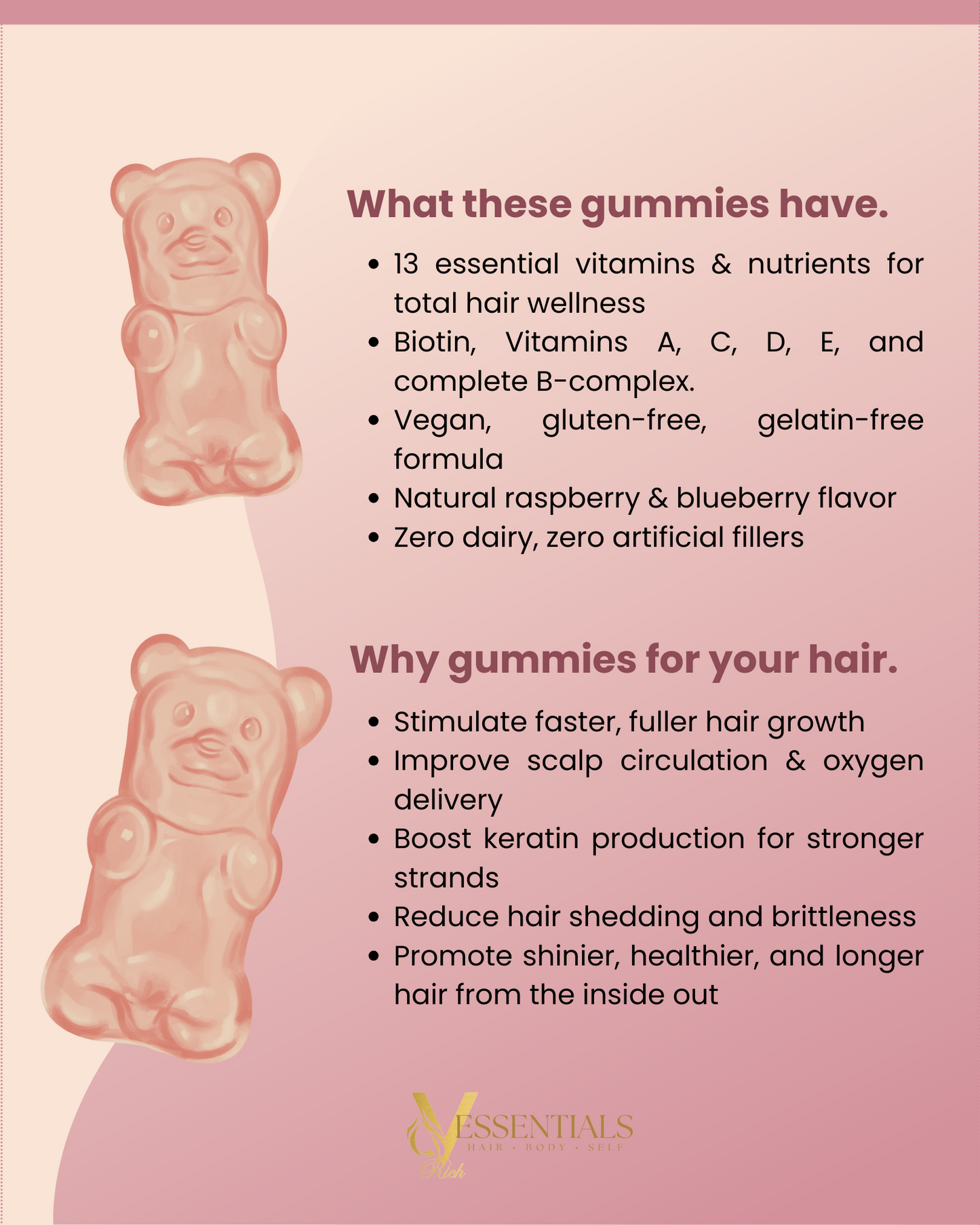 V.RICH Vegan Hair Vitamin Gummies – Your Hair Care Essential