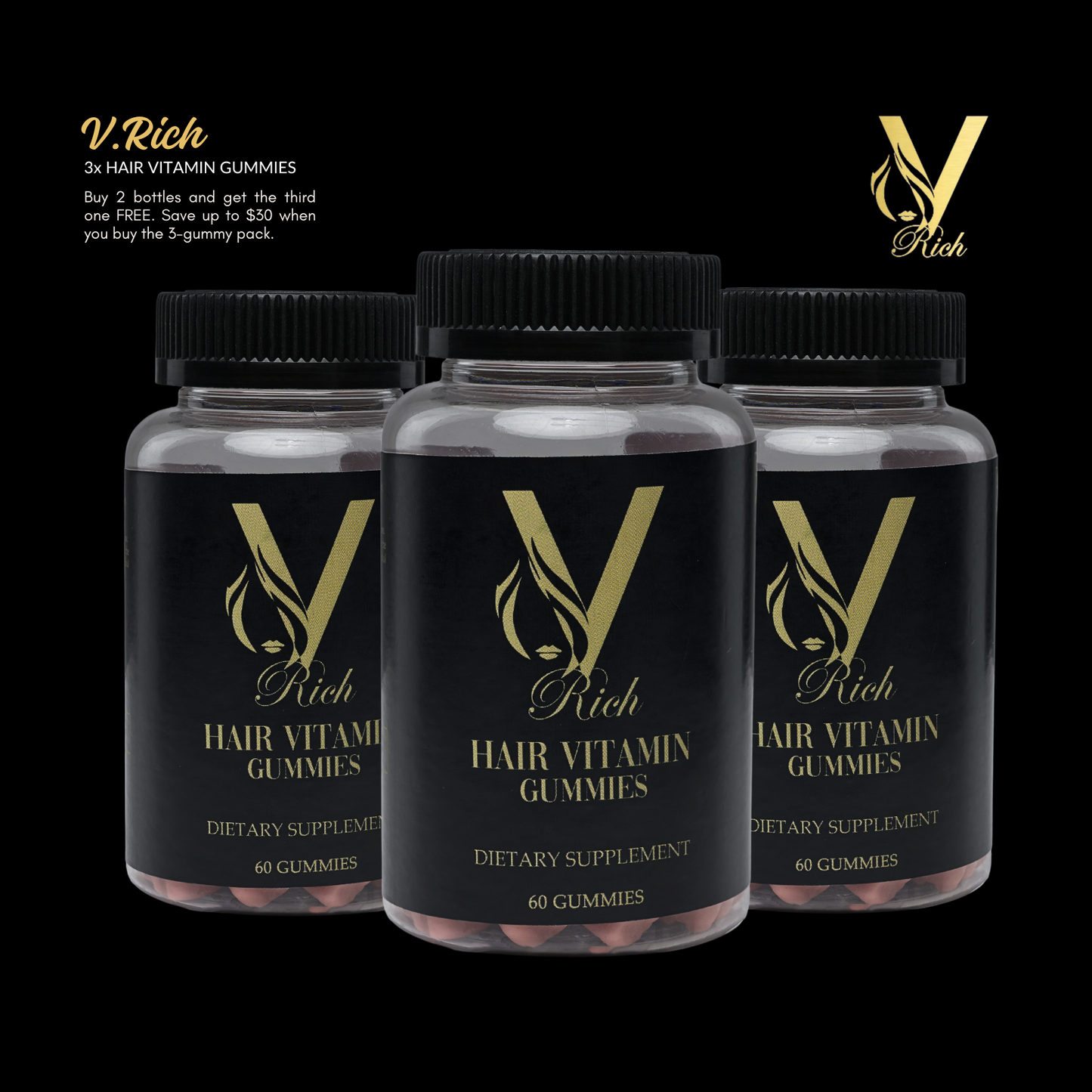 V.RICH Vegan Hair Vitamin Gummies – Your Hair Care Essential