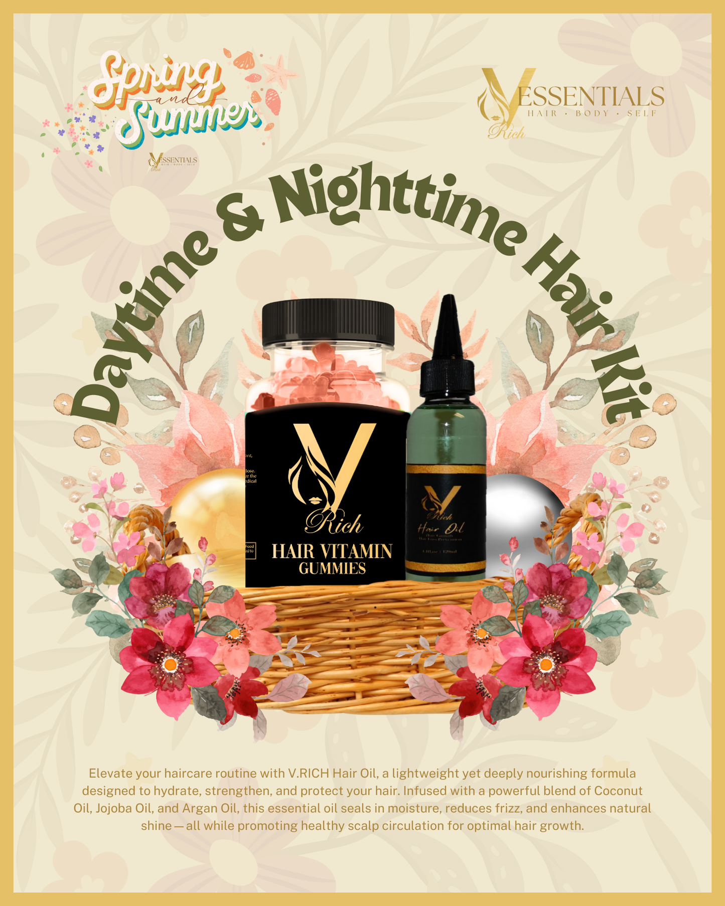 V.RICH Hair Oil + Hair Vitamin Gummies – Your Day-to-Night Hair Care Regimen