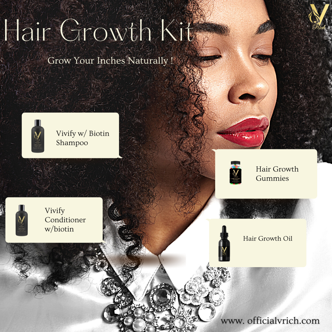 Hair Growth Essentials Kit by V.RICH - Your Ultimate Hair Essentials for Stronger, Fuller Hair