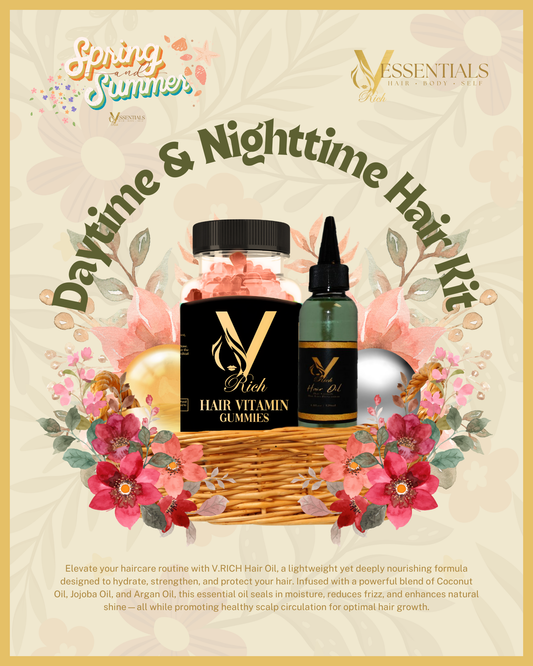 V.RICH Hair Oil + Hair Vitamin Gummies – Your Day-to-Night Hair Care Regimen