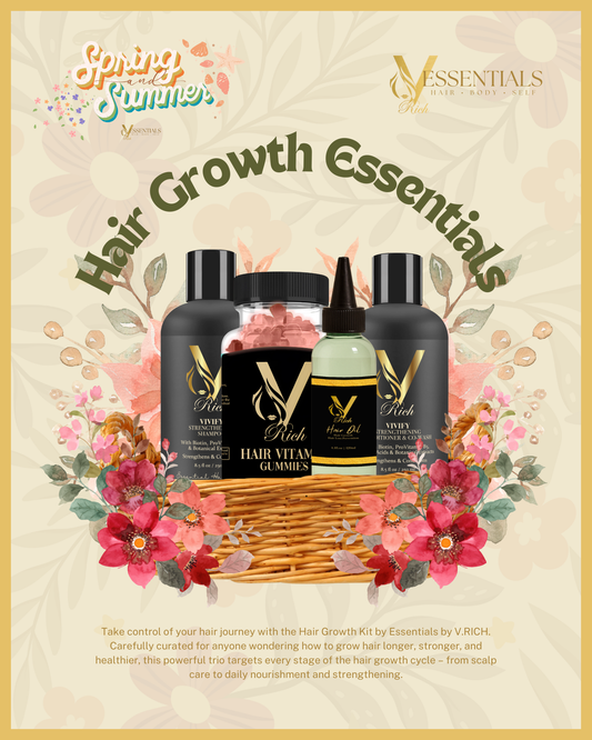 Hair Growth Essentials Kit by V.RICH - Your Ultimate Hair Essentials for Stronger, Fuller Hair