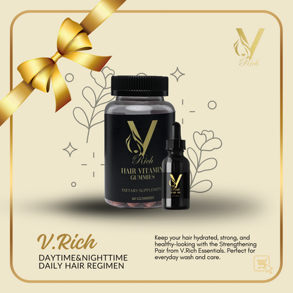 V.Rich Hair Oil + Hair Vitamin Gummies – Your Day-to-Night Hair Care Regimen