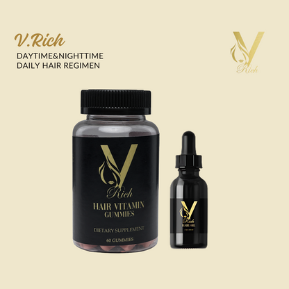 V.Rich Hair Oil + Hair Vitamin Gummies – Your Day-to-Night Hair Care Regimen